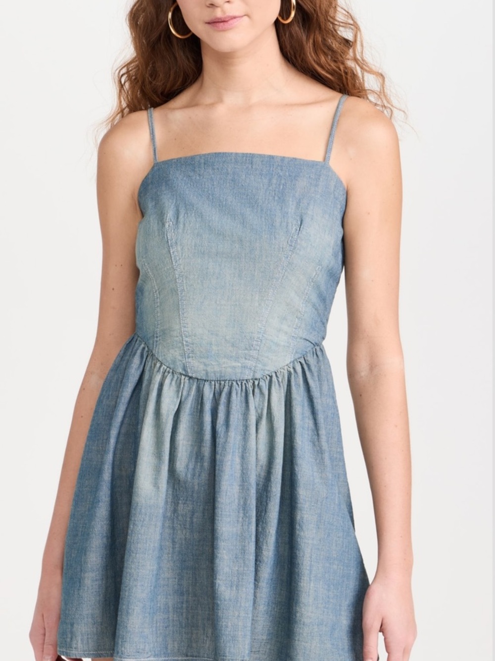 RE/DONE x Pam Chambray Gathered Midi Dress size L